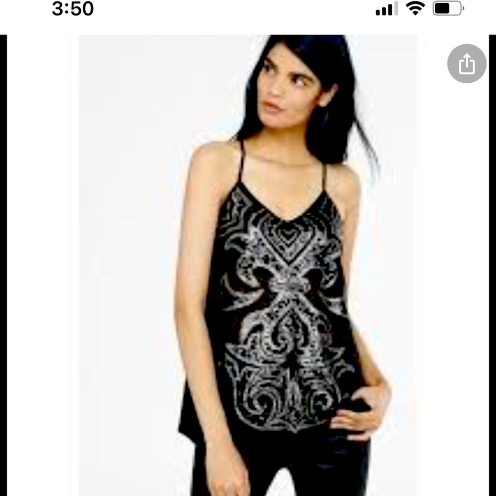 Women's Black Sequin Scroll Embellished T-back